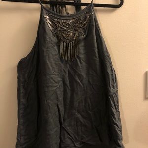 High neck grey tank top